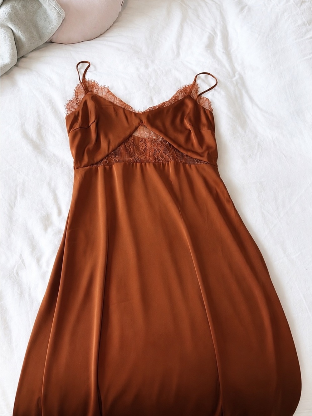 Petal & Pup Ariel Brown Satin Lace Midi Dress Size 8 NWT - Picture 6 of 11